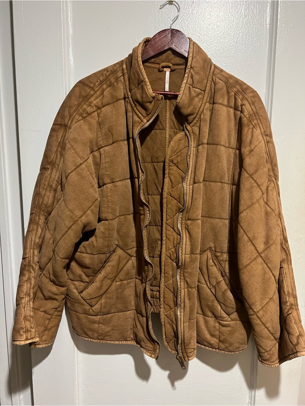 Free People Quilted Tan Jacket
